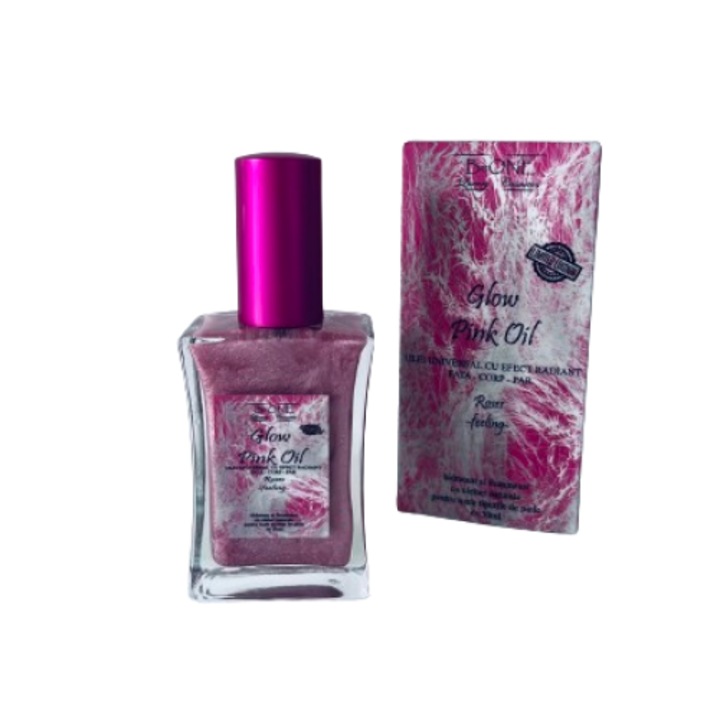 Ulei universal pentru corp, par, fata cu sclipici Glow Pink Oil, Be One Cosmetics, 50 ml, natural handmade