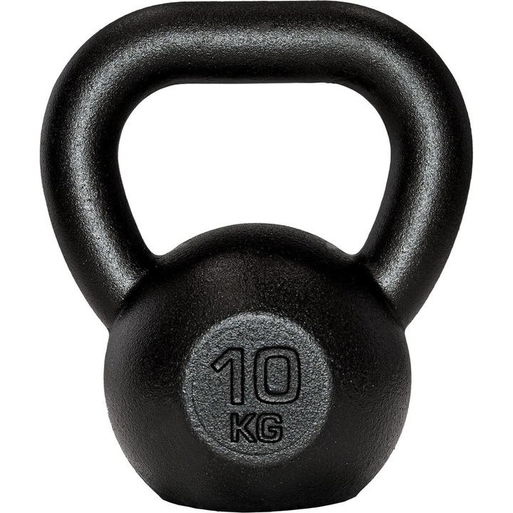 Kettlebell, 10 kg, fonta, maner ergonomic, inaltime 23 cm, negru, ScSPORTS®