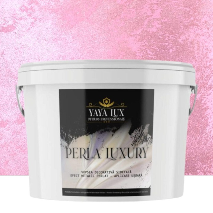 Vopsea decorativa Perla Luxury Trandafir Roz, cu Fulgi Perlati, 2, 5 L, YaYa Color