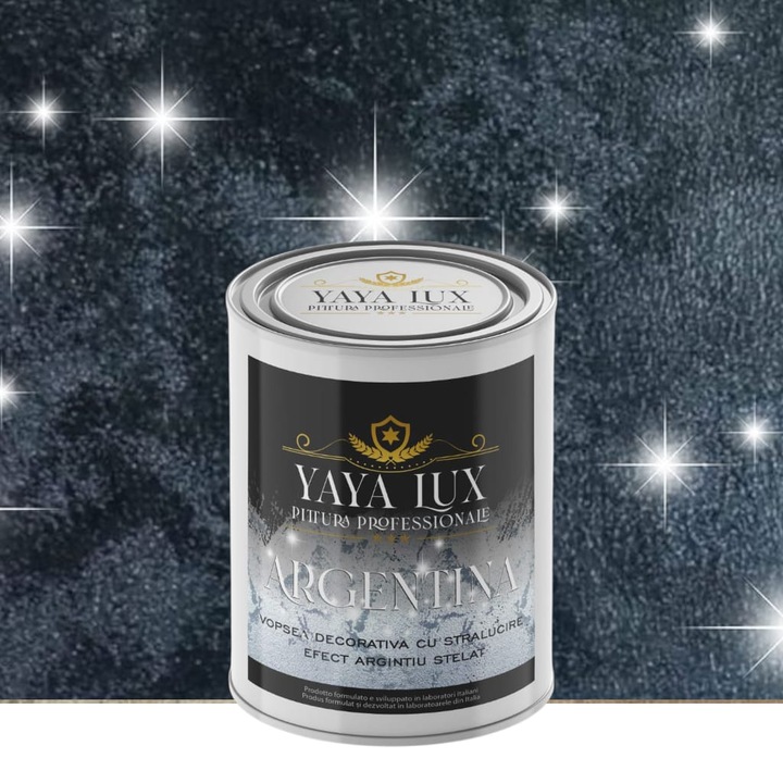 Vopsea decorativa de Lux, Argentina, Culoare Negru cu Efect 3D Stelat, 2 Litri, YaYa Color