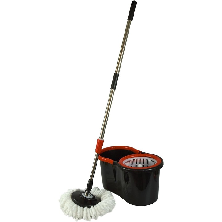 Mop rotativ cu galeata, PROCART, rotire 360 grade, 2 capete interschimbabile, microfibra, maner telescopic