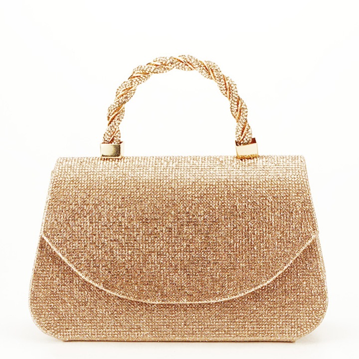Elegáns pezsgőszínű táska csillámokkal és kövekkel BYH873 06 Rose gold