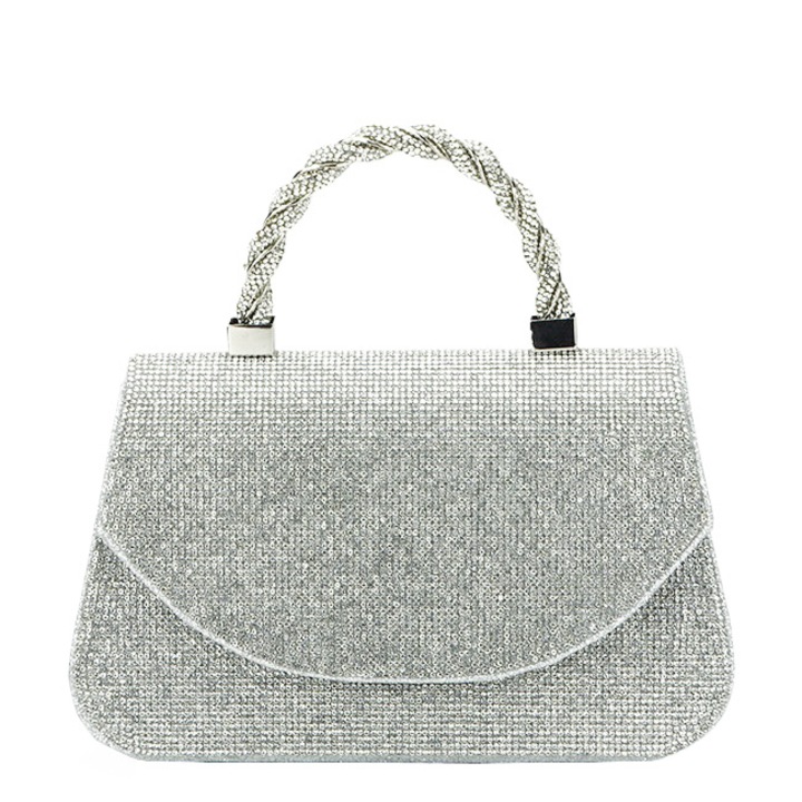 Ezüst borítéktáska csillámokkal és kövekkel BYH873 06