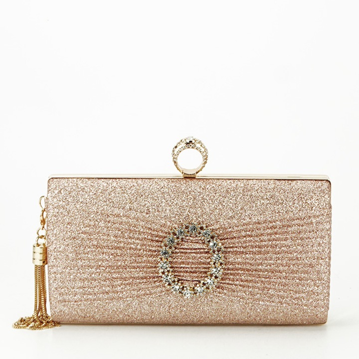 Pezsgőszínű kézitáska brosssal B-BYH-8815 05