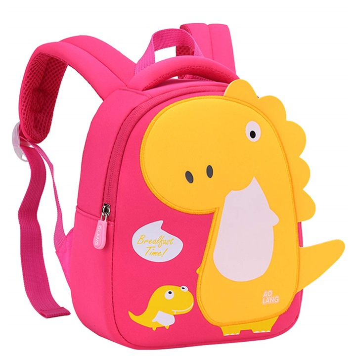 Dinoszaurusz mintás hátizsák, rózsaszín sárgával 3-6 év