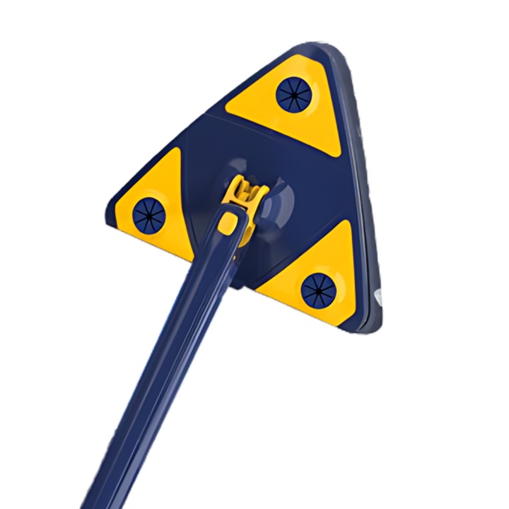 Mop Cu Cap Triunghiular SDEPOT®, Telescopic, Curatare Usoara, + 6 Lavete, Albastru/Galben