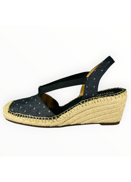 Sandale Dama Talpa Wedge Clarks Slingback Textil Negru Polka Dot Marimea 38 Eu