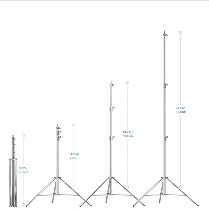 Set 2 trepiede pentru telefon, inaltime reglabila, cap surub 1/4, otel 280 cm