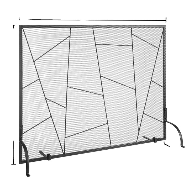 Kandalló paraván, 99x78 cm, fekete