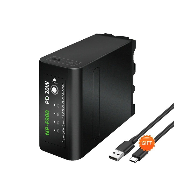 Akkumulátor, gyorstöltés, 20 W, LED-es kijelző