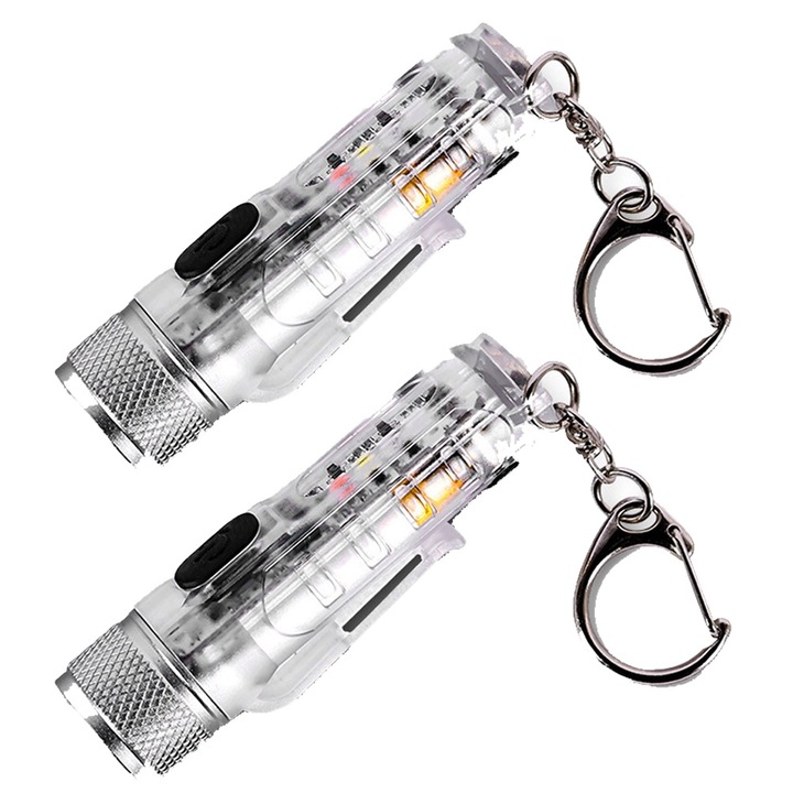 Set 2 Mini Lanterne, Rezistent la apa IP65, Design magnetic, IP65, 6 x 1.5 cm, Transparent