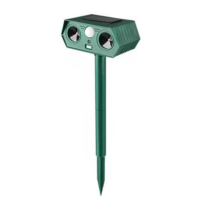 Repelent solar ultrasonic pentru animale, cu senzor de miscare, waterproof, 2 difuzoare