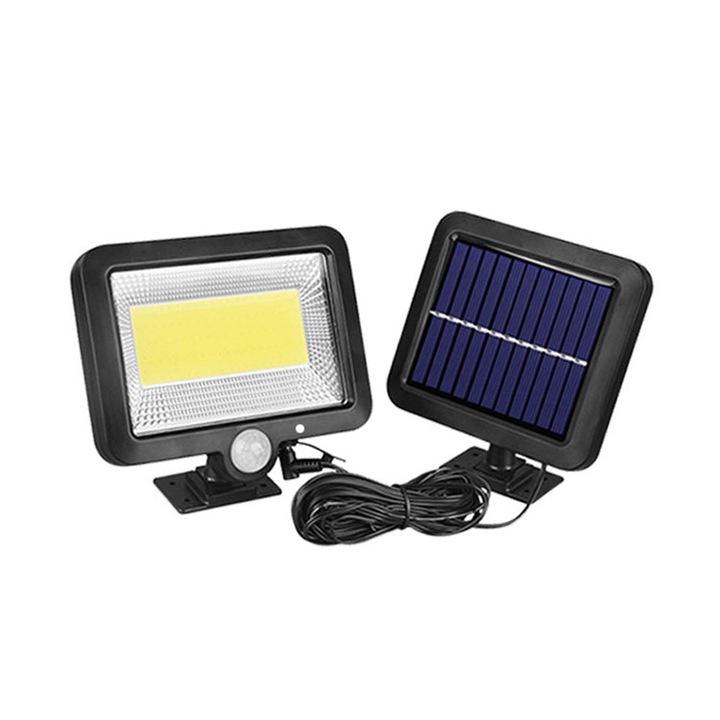 Set lampi solare cu senzor de miscare, COB LED, panou solar separat, rezistente la apa, pentru interior si exterior