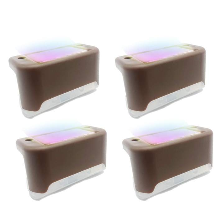 Set 4 lampi solare pentru trepte, docuri, verande, culoar, scari, maro
