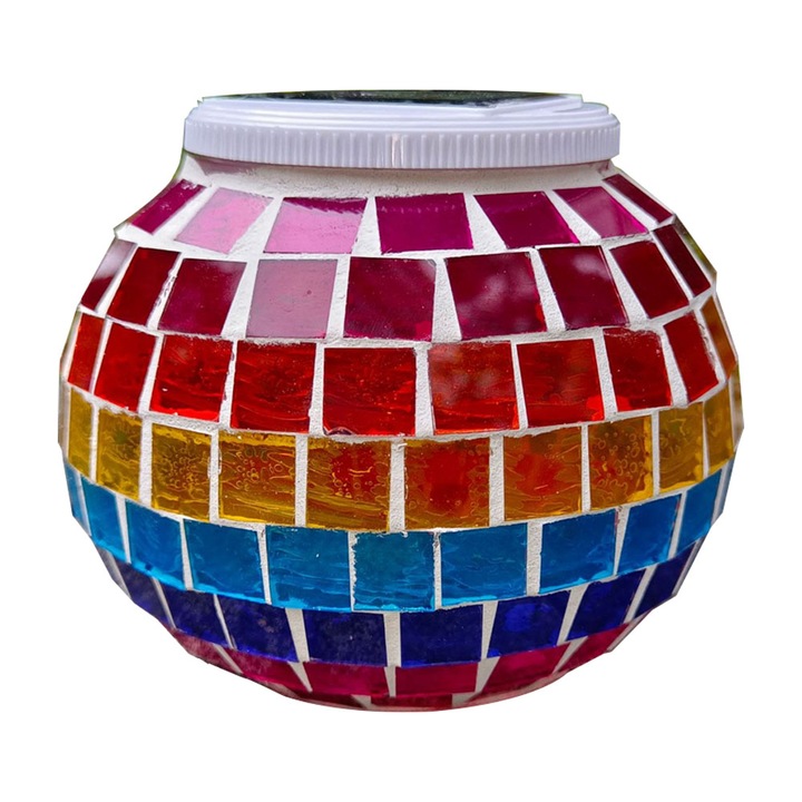 Lampa solara LED, sticla, multicolor