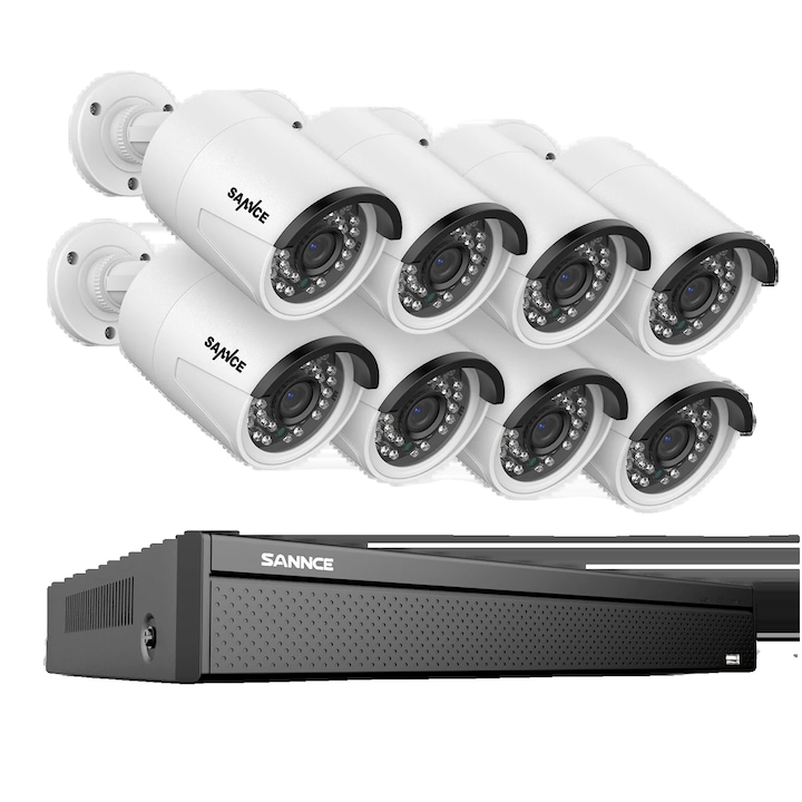 Sistem de camere de securitate, Rezolutie 8MP, Alb