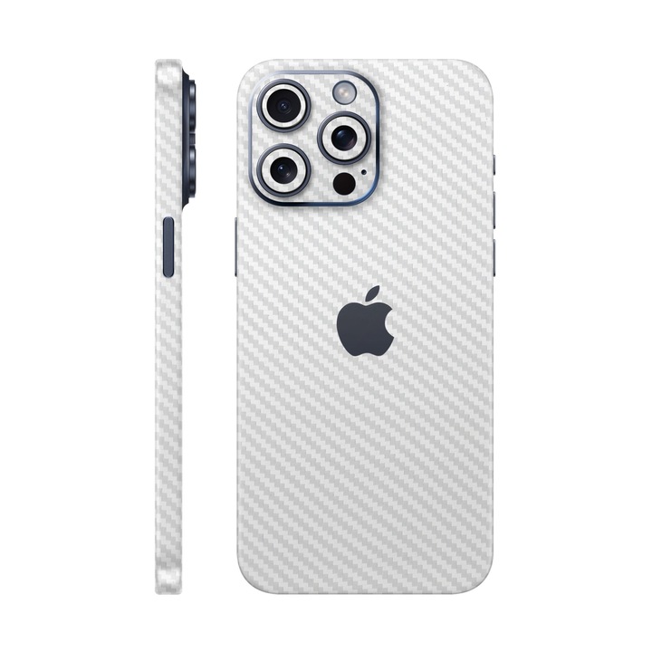Защитно фолио за iPhone 15 Pro Max, Elegans Collection, Skin Back с обединени страни, Carbon White