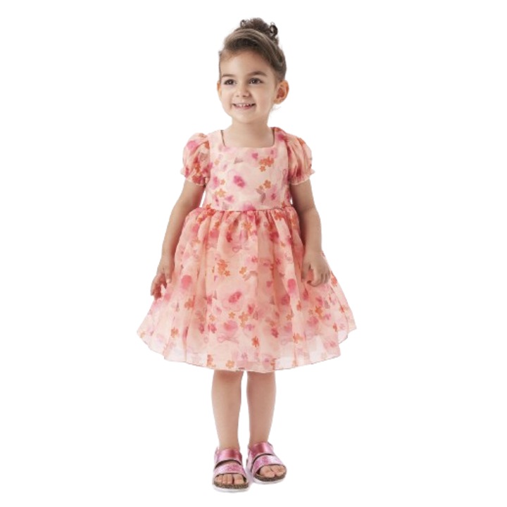 Elegáns ruha virágmintás lányoknak, Sarabanda, 0.6243, Narancs, Narancssárga