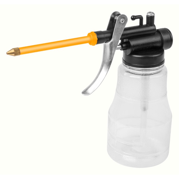 Mini pompa manuala de ulei TOLSEN 250 ml, transparenta, Corp PET rezistent, Furtun flexibil pentru zone greu accesibile, Filtru detasabil, Control precis al injectiei, Rezistenta si durabilitate ridicate