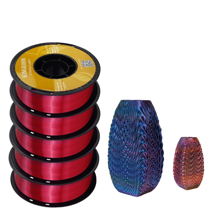 3D filament, Kingroon, Tricolor Silk B, TPU/PETG/PLA, 1,75 mm, 5 kg