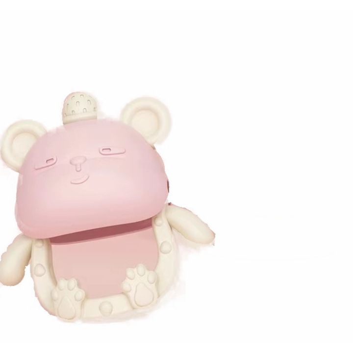 Fogzásgátló játék, szilikon/műanyag, csörgőkkel, rózsaszín