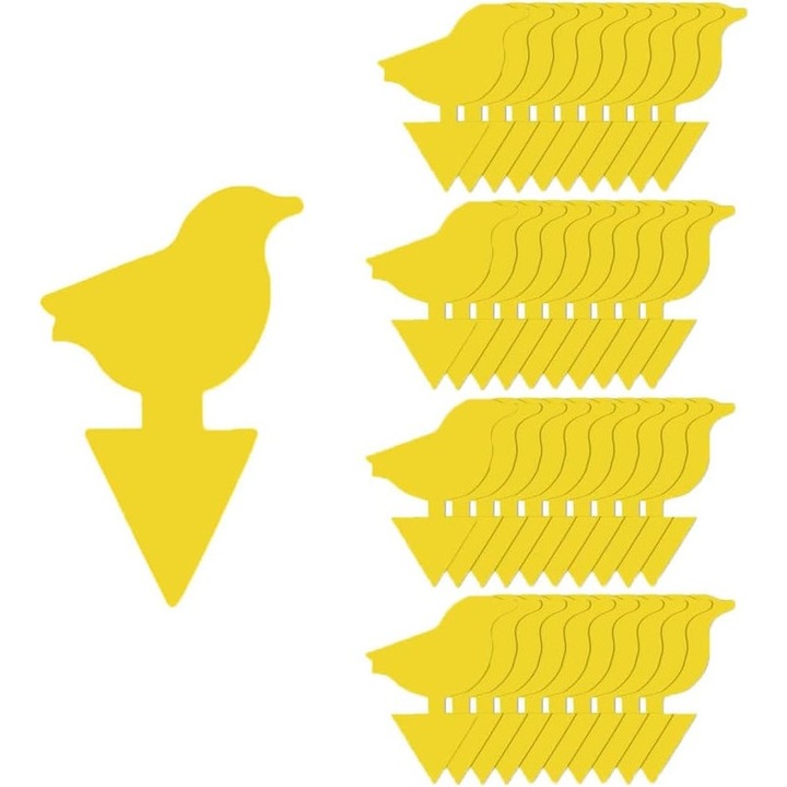 Залепващи капани за насекоми, комплект от 6 броя, форма на птица, за мухи и комари, екологични