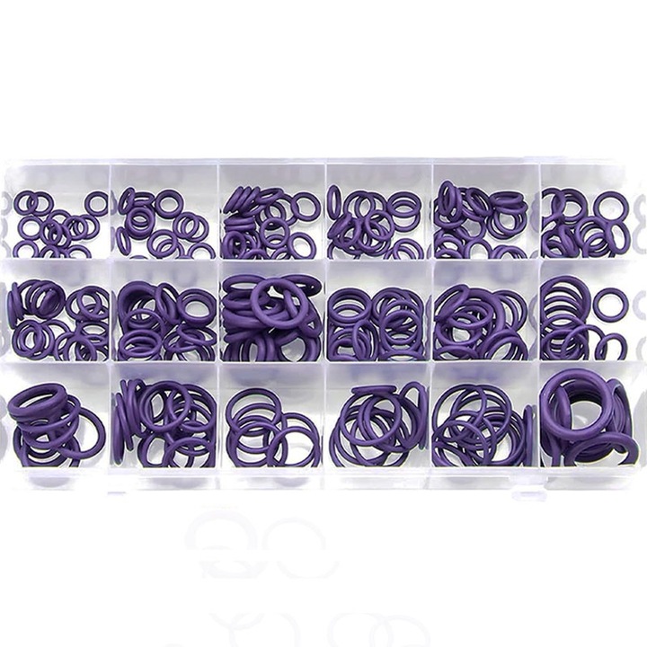 Trusa O-ring, 270 buc, Rqiurpn, pentru din etansare, aer conditionat, ulei, presiune hidraulica, mov