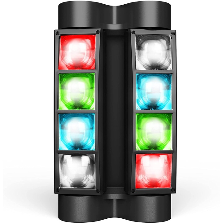 Лампи с подвижна глава, DJ, за парти сцена, LED, RGBW, 8x3W, черни
