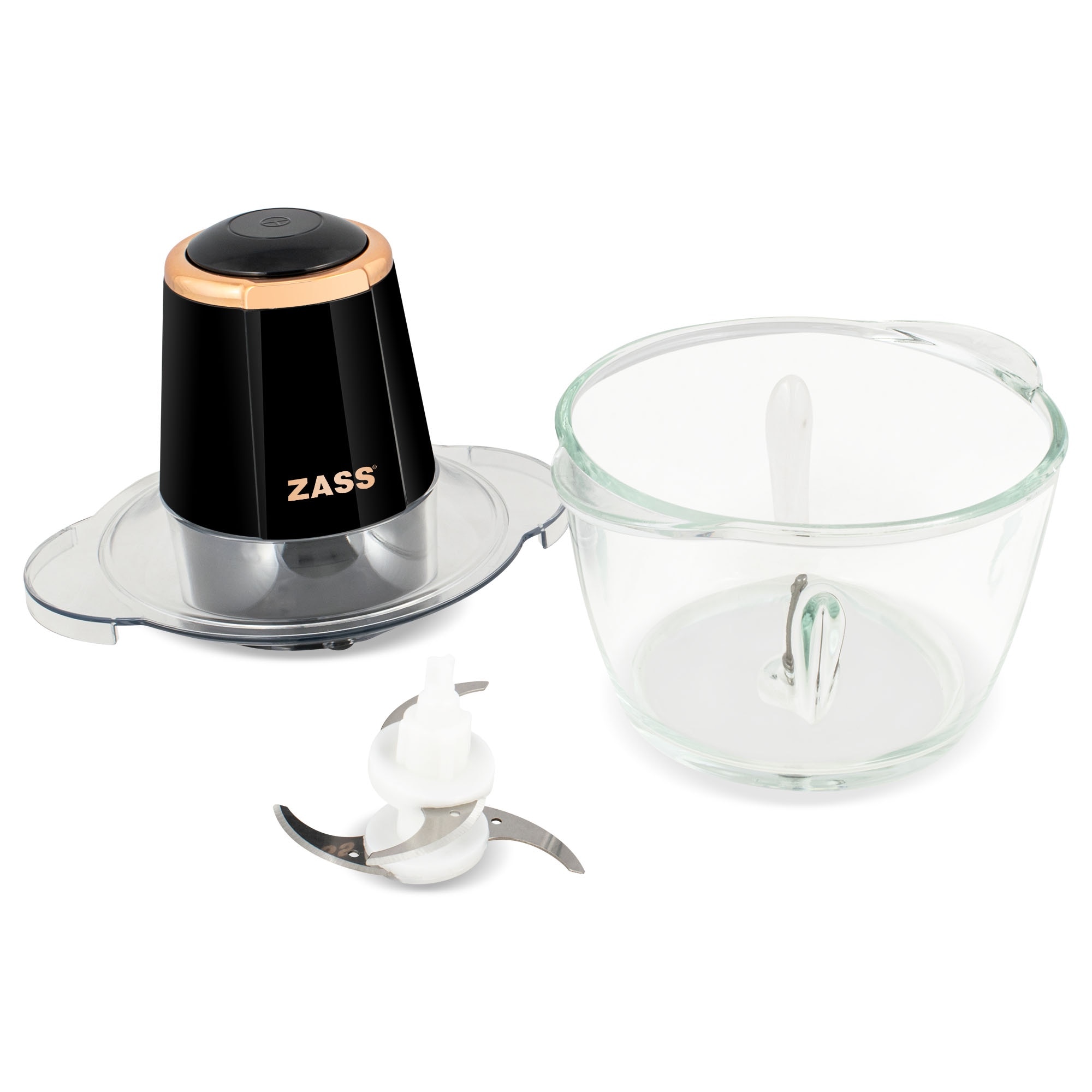 Tocator Zass ZCH 21 Rose Gold, 300 W, Capacitate de 750 ml, Cutit