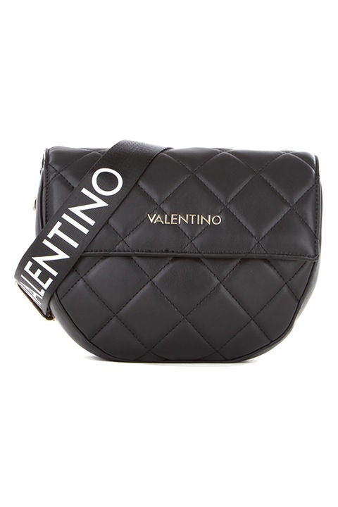 Valentino Bags, Bigs műbőr táska logós keresztpánttal, Fekete