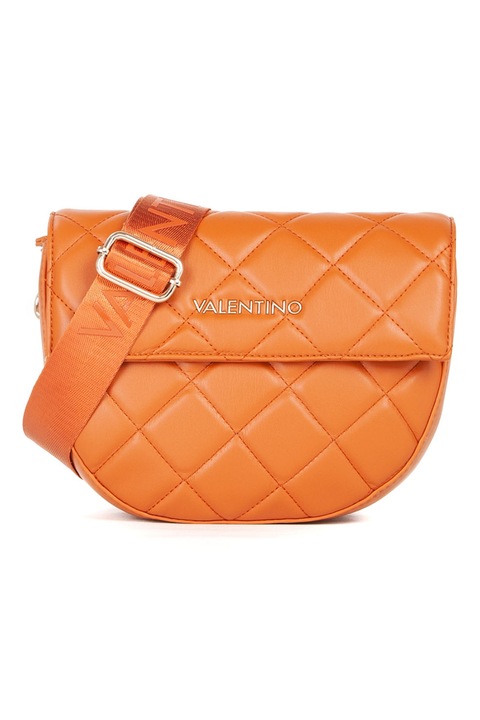 Valentino Bags, Geanta crossbody de piele ecologica cu bareta cu logo Bigs, Portocaliu