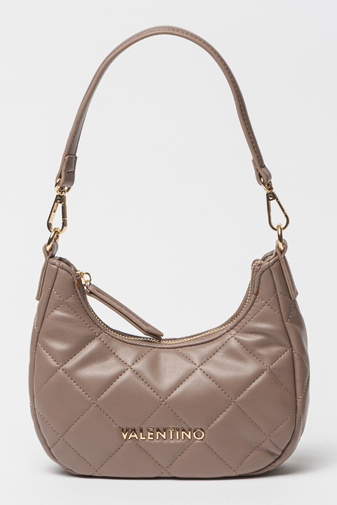 Valentino Bags, Чанта през рамо Ocarina от еко кожа с шевове, Сиво-кафяв