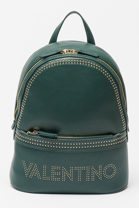 Valentino Bags, Rucsac de piele ecologica cu aplicatii de nituri Shine, Verde padure