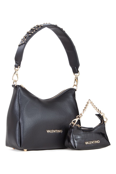 Valentino Bags, Kalimba műbőr válltáska és krokodilbőr hatású kistáska szett - 2 részes, Fekete