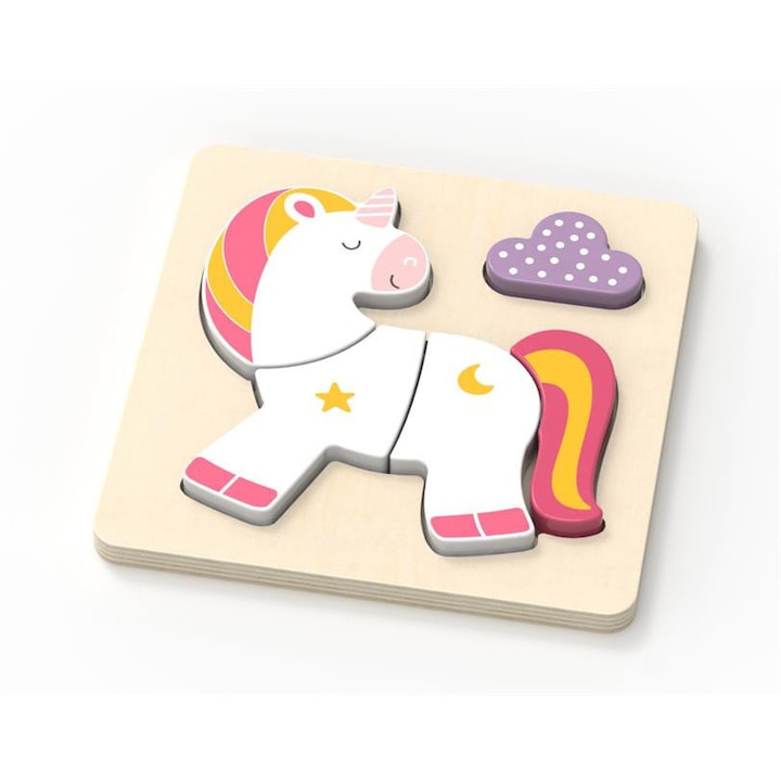 Дървен пъзел за съвпадение на форми, Unicorn Magni