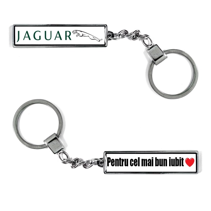 Breloc metalic Auto model Logo Jaguar cu mesaj: Pentru cel mai bun iubit, Betaprint, Argintiu
