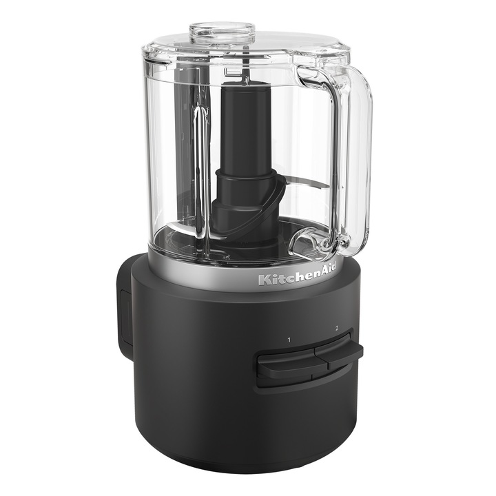 Tocator fara fir KitchenAid Go 5KFCR531BM, cu baterie inclusa, 1,18L, autonomie 25 minute, lama multifunctionala din inox, Negru mat