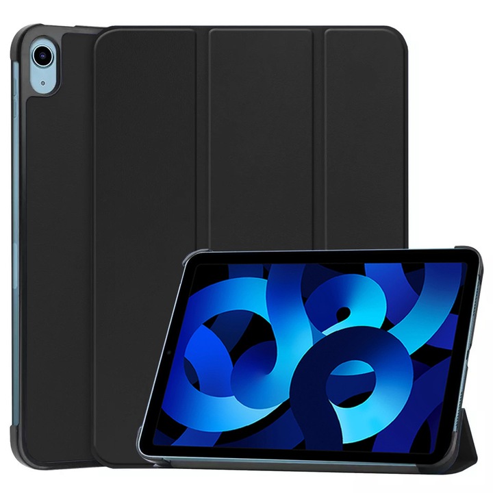 Husa pentru tableta iPad Air 4 (2020) / iPad Air 5, Fold Pro, Negru, 360° protectie, microfibra moale