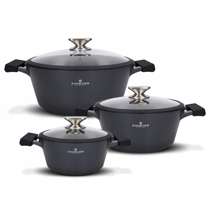 Комплект алуминиеви съдове Zwieger BLACK STONE 6 ел