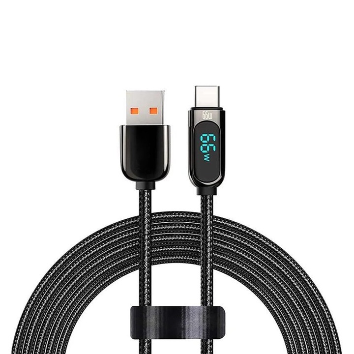 Kábel adattáp USB Type-C 66W, GEAR Power, 2m, M63, PVC, Deep Dark,