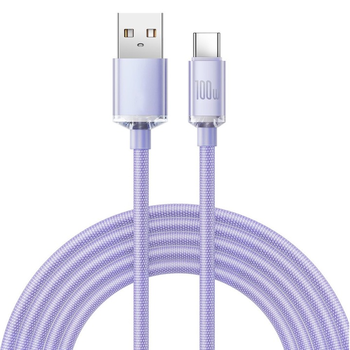 Kábel adattáp USB Type-C-hez 100 W, GEAR Protect, 2m, M57, PVC, szilva lila