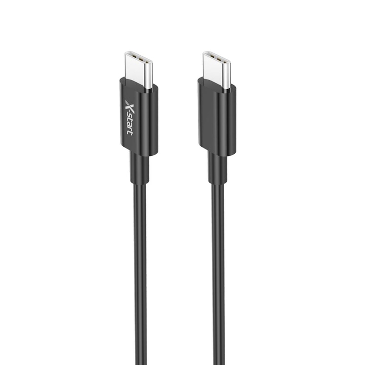 Cablu Date si incarcare X-Start Daden SJX318CC, ultra rezistent, USB-C la USB-C, 60W, Tip C, Fast Charging, 3.0 A, 1 metru, Negru