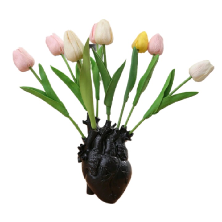 Vaza Decorativa, in Forma de Inima Anatomica, Culoare Negru, 17 CM