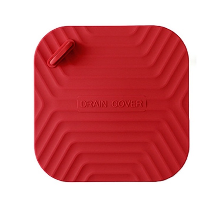 Capac de scurgere MAOYONG, silicon, antiderapant, rosu, 15x15cm