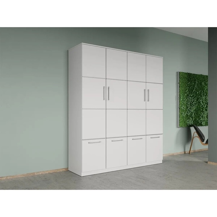 Dulap dormitor, Alb, 4U, Acapulco, Pal Melaminat