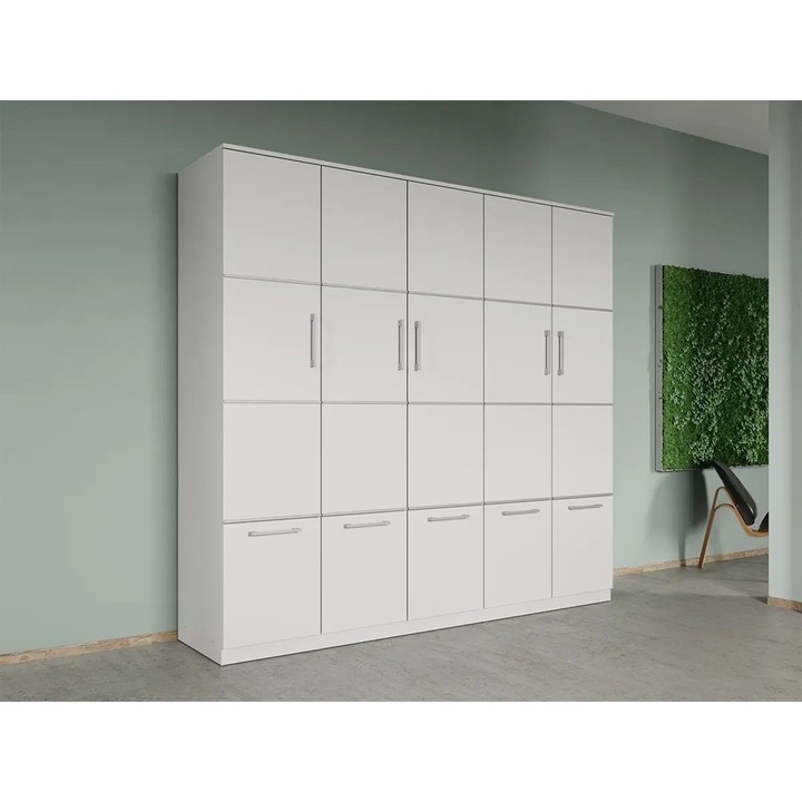 Dulap dormitor, Alb, 5U, Acapulco, Pal Melaminat