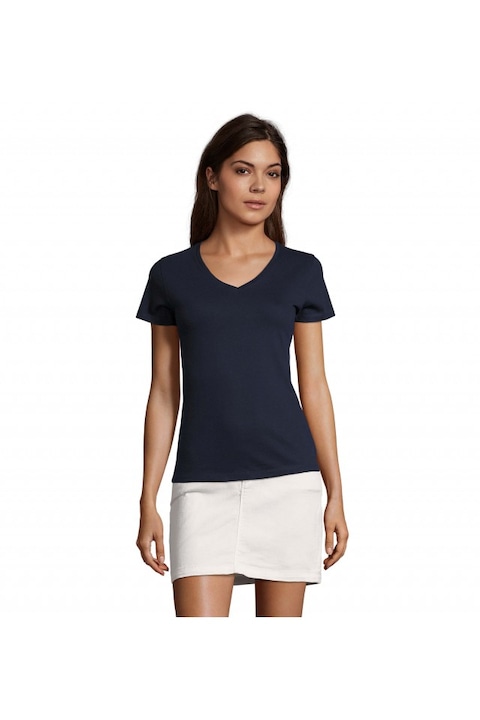 Női póló, V-nyakú, Sol's Imperial Lsl Women - SO02941, Tengerészkék