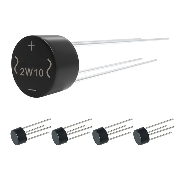 Set 5 diode punte redresoare 2W10, 2A, 1000V, monofazate, rotunde, -55-+150°C, Pb-free/RoHS, Avansat