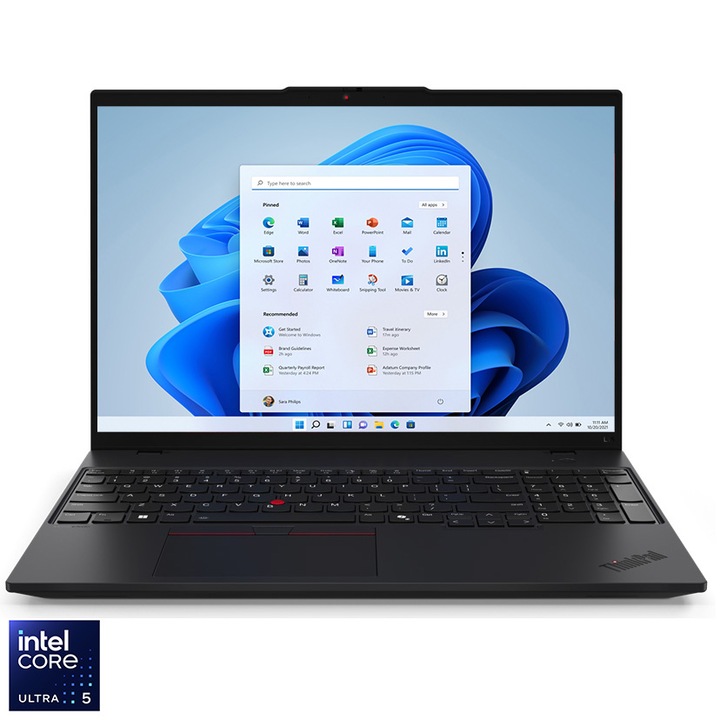 Laptop Lenovo ThinkPad L16 Gen 1 cu procesor Intel® Core™ Ultra 5 125U pana la 4.3GHz, 16", WUXGA, IPS, 16GB DDR5, 512GB SSD, Intel® Graphics, Windows 11 Pro, Black, 3Y Onsite