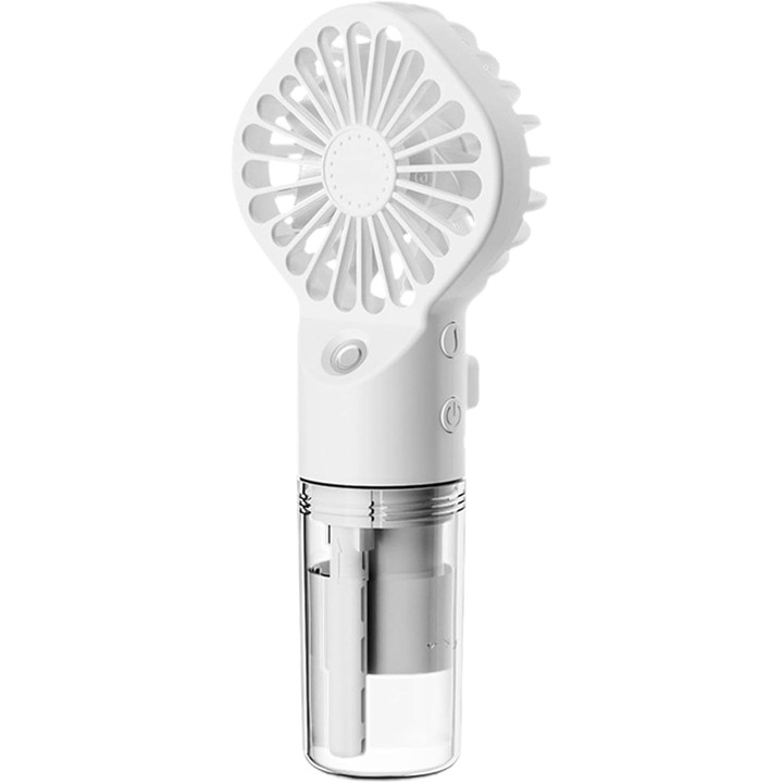 Ventilator portabil 2 in 1 cu umidificator reincarcabil 4 viteze silentios alb